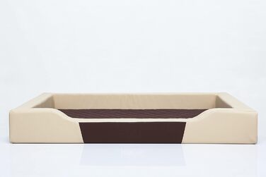 Ліжко для собак, лежанка, м'яка подушка, матрац для собак, 75x50 см, BEIGE, ECO-LEDER, коричневий матрац