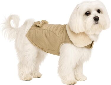 Зимовий одяг для собак – Гуззі Бежевий – A:25см – Поліестер – Можна прати при 30°C – М'яке флісове підкладка – З бантиком – Фламінго Бежевий 25см