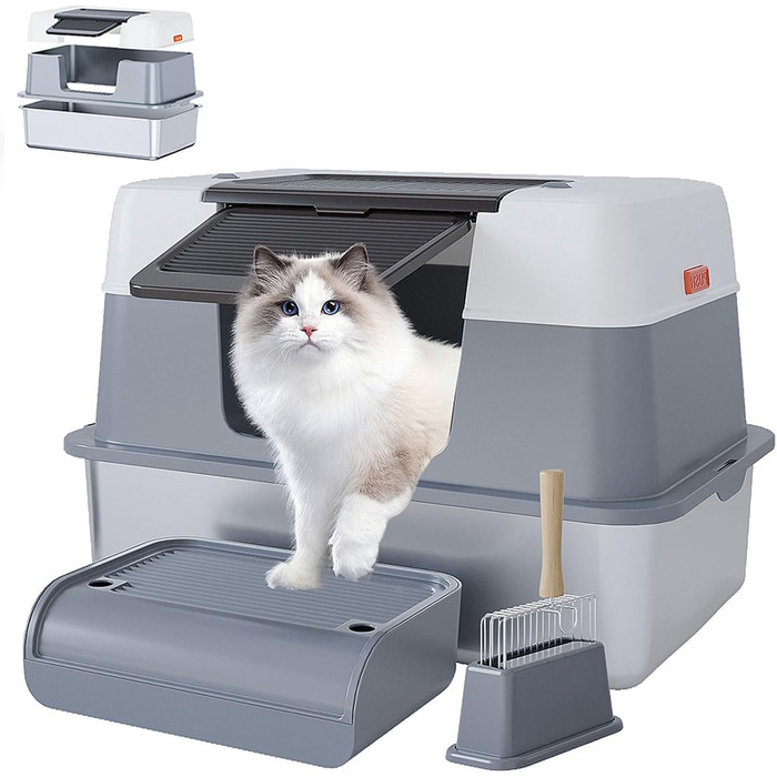 Котячий туалет з високими стінками Scirove XL з кришкою