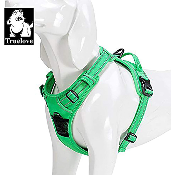 Шлейка для собак Trueove TH5651, запобігає тягнучці, світловідбиваючі шви, для активного відпочинку (XS, трав'яно-зелений)