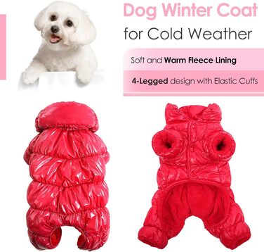 Водонепроникний зимовий одяг для собак AOFITEE: тепла куртка, жилет, пуховик, червоний колір, розмір L (Обхват грудей 15.7', Довжина спини 12.2')