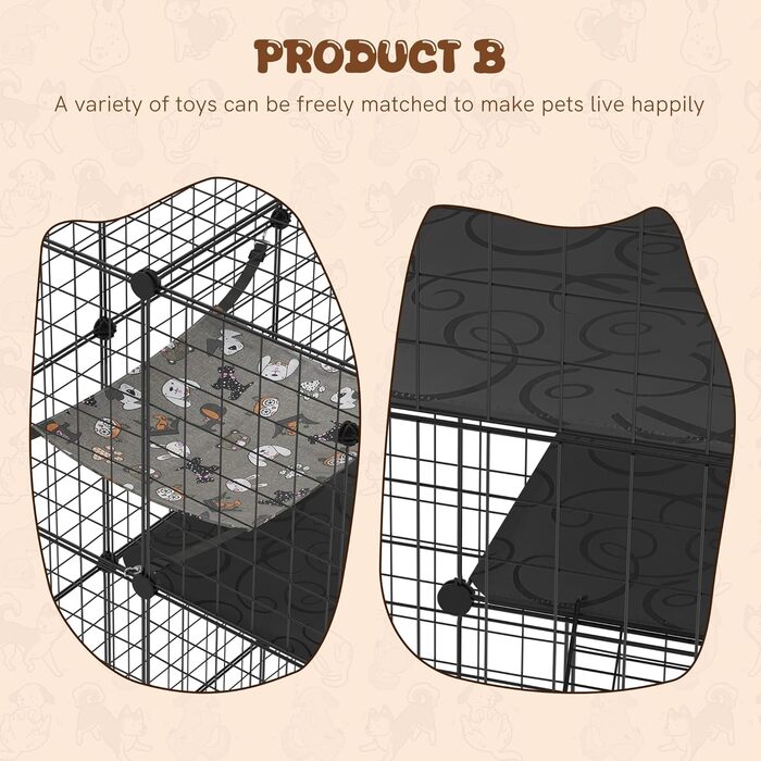 Металевий вольєр для котів UISEBRT для вулиці та дому, 3-ярусний, з піддоном, 2 сходами та 3 дверцятами, DIY вольєр для тренувань, відпочинку або як зовнішній вольєр (4 рівні)