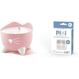 Автоматичний фонтан для котів Catit Pixi 2,5 л рожевий + набір змінних фільтрів 3 шт. для Catit Pixi