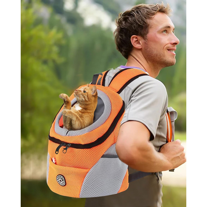 Рюкзак для собак та котів PETCUTE, зручний для подорожей, з підкладкою та водонепроникним дном, оранжевий