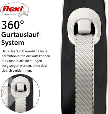 Рулетка для собак Flexi New Comfort, трос 8 м, до 50 кг, чорна, розмір L