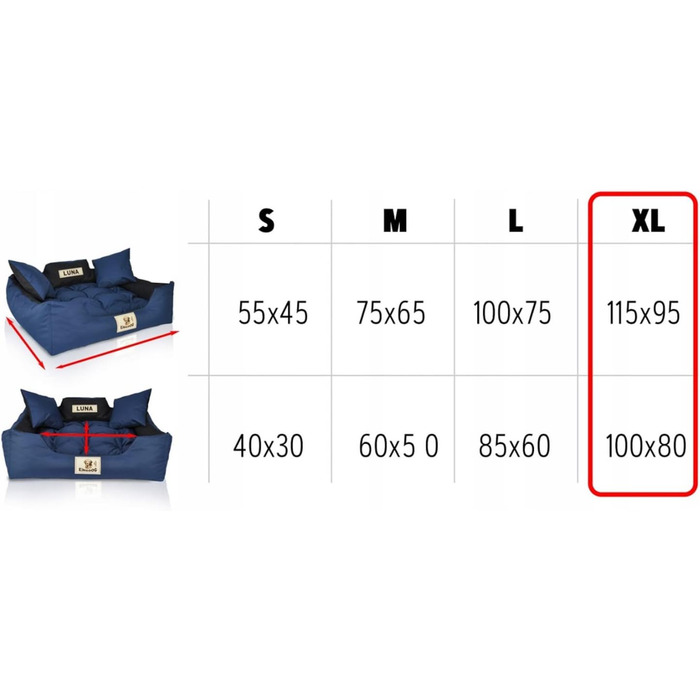 Ліжко для собак та котів KingDog з двома подушками, кошик для собак, ліжко для домашніх тварин, миється, водонепроникний PVC (XL 115x95см, Червоний)