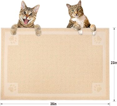 Великий килимок для котячого туалету UPSKY 88,9x58,9 см, уловлює наповнювач, контроль розсипання, м'який для лап, легке очищення, бежевий