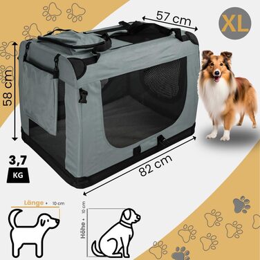 Складний переноска для собак та котів Petigi S 50x35x36 см, темно-сіра. Сумка-переноска для авто, для собак, котів, кроликів