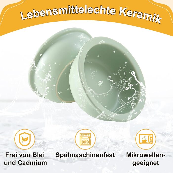 Набір мисок для котів GUUSII HOME (2 шт.) з кераміки, 360 мл, зелені, 14 см
