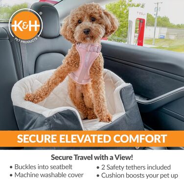 Підвищення для собак K&H Pet Products Bucket Booster з ременями безпеки, чорний/кремовий, для маленьких та середніх собак