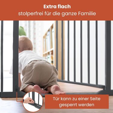 Захист для воріт Hauck Clear Step Autoclose 2, Темно-сірий - для дітей, регульована ширина 75-80 см, висота 77 см, самозакривання, низький поріг, двостороннє відкривання однією рукою, без свердління