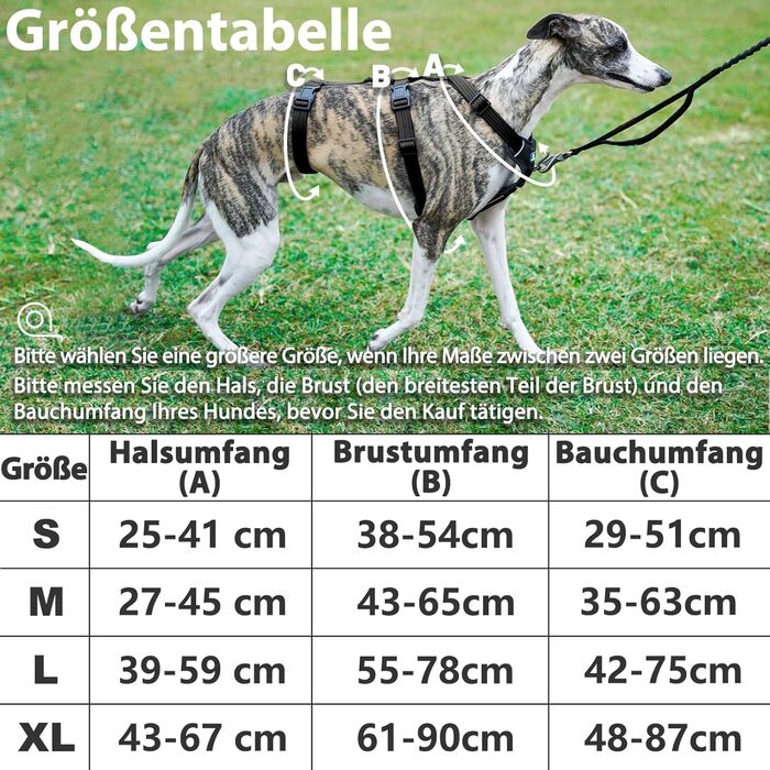 Пауерлд: Безпечна шлейка для собак, анти-тяга, паніка-шлейка, захист від втечі, регульована, дихаюча жилетка для собак (Чорний, XL) Екстра велика (упаковка з 1) Чорний