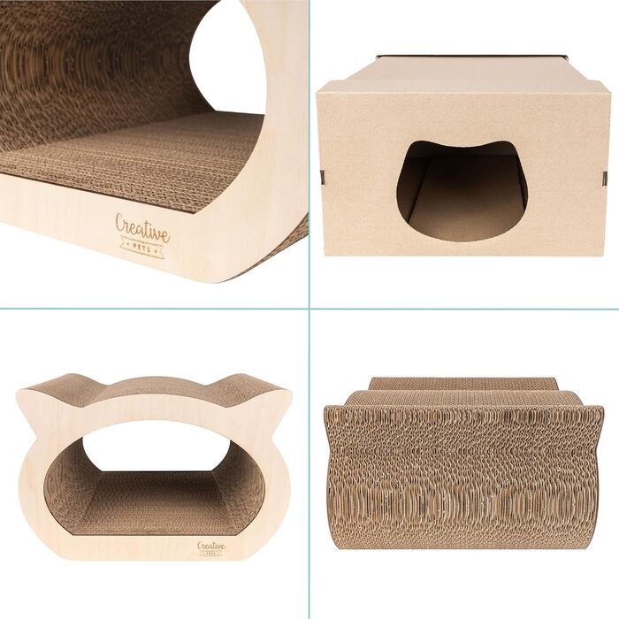 Котяче дряпальня | Дряпка з посиленої картонної конструкції | Натуральні дряпальні дошки | Міцні меблі для котів | 2в1 Дряпка-будиночок для котів | Якісний картон | Великий розмір (37 x 36 x 37 см, у формі кота)