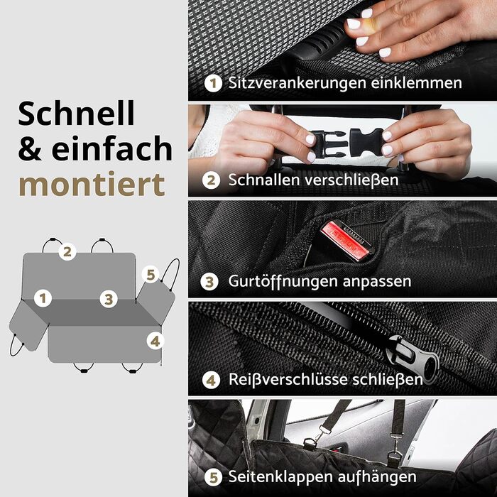 Автомобільна захисна накидка для собак 3-в-1 - захист заднього сидіння, багажника та гамак для собак. Нековзна, стійка до подряпин, водонепроникна. Розмір: 56 x 45 x 137 x 48 см