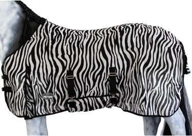 Маренгос - захисна маскувальна попона для коня Zebra, дрібна сітка, з бічною та хвостовою накладкою, від комах, з складкою для руху та подвійною застібкою, для вулиці, 75 см