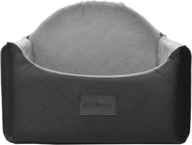 Автоматичний автокрісло для собак 2в1 | Універсальне миюче автокрісло для заднього та переднього сидіння | Лежанка для собак та котів | Чорний колір | Штучна шкіра, пухнастий плюш | 48 x 48 см