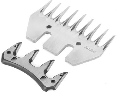 Ножиці для стрижки овець з нержавіючої сталі, універсальні, з змінними лезами (9 зубців, пряма леза + маятникове лезо)