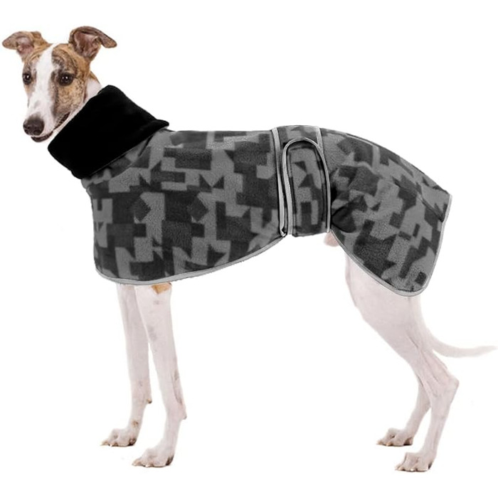 Зимовий флісовий светр для хорта Whippet, тепла підкладка, регульовані ремінці, сірий