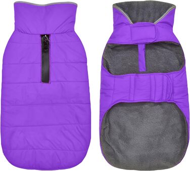 Водонепроникний собачий плащ, святкова куртка для собак на холодну погоду, вітронепроникний зручний жилет для малих, середніх та великих собак, для цуценят та дорослих (фіолетовий, XS) XS (обхват грудей: 22-32 см)
