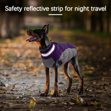 Зимова куртка для собак, тепла, водонепроникна, вітронепроникна, флісова, для прогулянок та походів, XL, фіолетовий