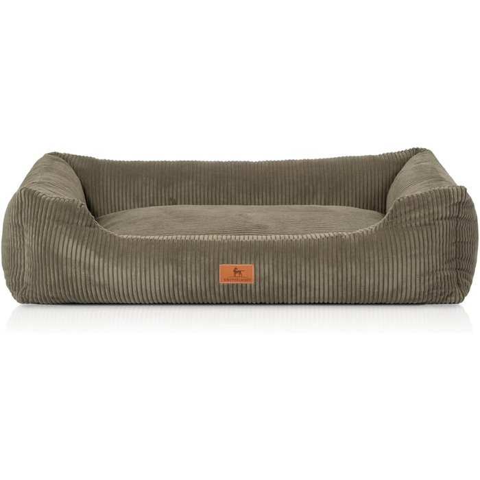 Лежак для собак Knuffelwuff Olivia XL 105x75 см, корд, знімний чохол, хакі, для великих, середніх і малих собак, машинне прання