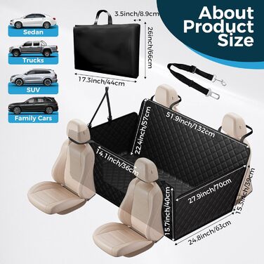 Водонепроникний захист для заднього сидіння авто: килимок для собак з жорсткою основою, захистом від подряпин та оглядовим вікном