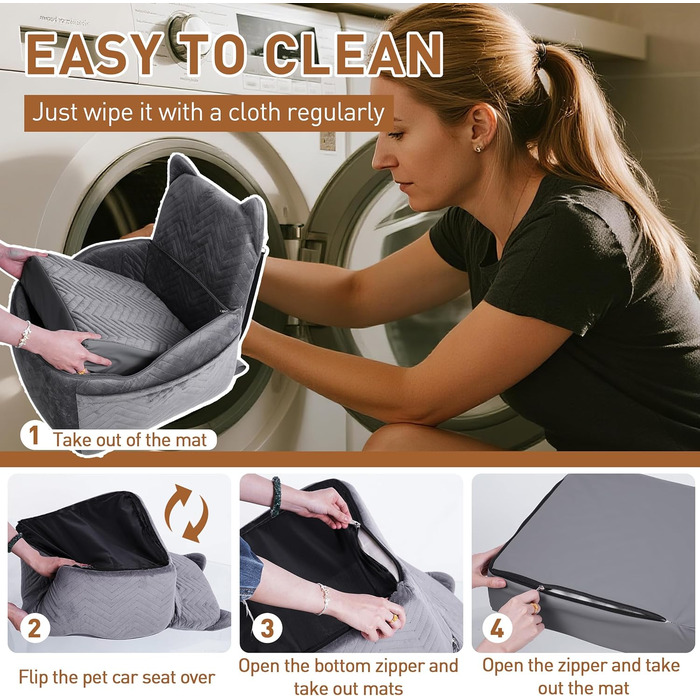 Автокрісло для собак: комфортне та безпечне автокрісло з меморі-піни для собак маленьких та середніх порід, з ременями безпеки та водонепроникним покриттям