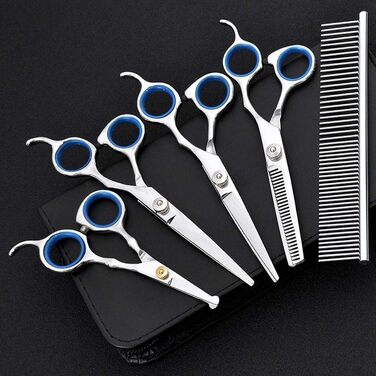 Набір професійних інструментів для грумінгу собак EVTSCAN: ножиці, триммер, ножиці з гребенем (6 шт)