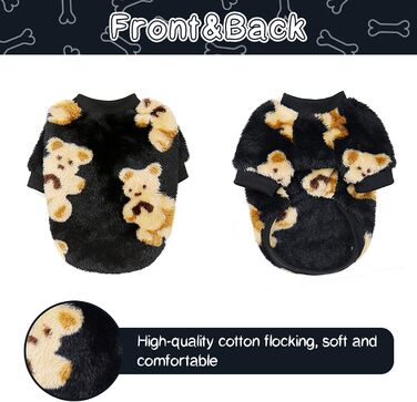 Теплий зимовий халат для собак Galatée, флісовий пуловер для маленьких та середніх собак (XL, чорний)