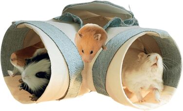 Туннель-притулок для дрібних тварин: кроликів, хом'яків, морських свинок, щурів, їжаків, хорек, шиншил, ящірок, цукрових глютерів (блакитний, маленький), складна конструкція