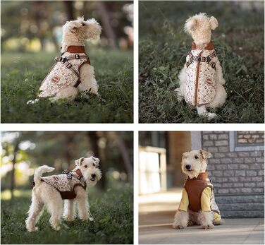 Зимова куртка для собак на шлейці, для маленьких та середніх собак, водонепроникна, регульована, коричнева, розмір L