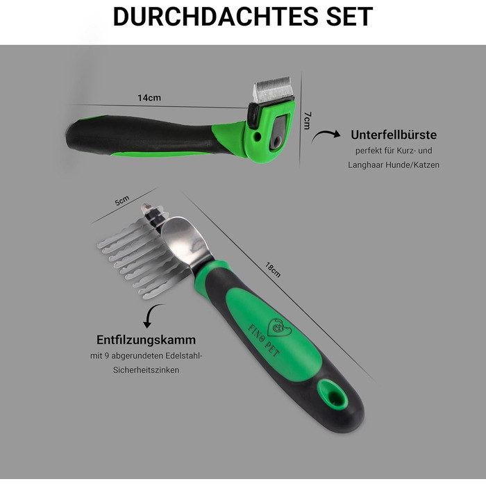 Набір гребінців для собак та котів (2 шт.) – для довгої та короткої шерсті, видалення підшерстка
