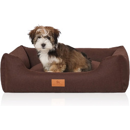 Ліжко для собак Knuffelwuff Lotte з велюру, знімний чохол, пране, коричневе, XXL 120x85 см, для великих, середніх і малих собак
