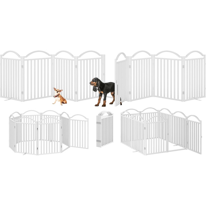 Металеве вольєр для собак BHG Freistehendes Hundegitter, без монтажу, з дверцятами, 243,8 x 81,3 см, аккордеон, для дому та саду, білий