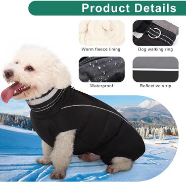 Тепла куртка для собак JUY'S SONG з флісовою підкладкою, без рукавів, з бавовняною основою та нагрудником, світловідбиваючі смуги, для зими/осені, рожевий (для дівчаток), чорний (для хлопчиків)