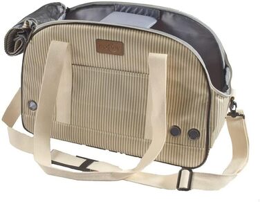 Сумка для тварин Bobby Tennis – переноска для котів та собак, 45 x 18 x 30 см, з плечовим ременем та рюкзаком, Бежево-чорна