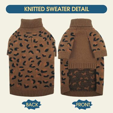 Теплий в'язаний пуловер для собак середніх та великих порід ROZKITCH, розмір L (довжина спини 40 см), колір хакі