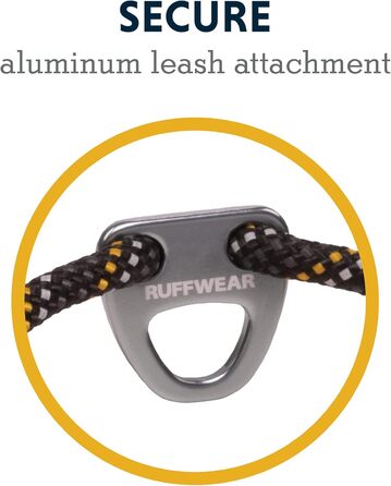 RUFFWEAR Knot-a-Collar: відбиваючий та регульований нашийник для собак з мотузки, 20'-26', Obsidian Black