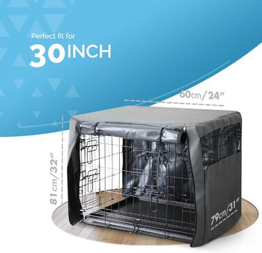 Furdreams Преміум накриття для клітки 76,2 см, поліестер з ПВХ, 2 ролети, дихаючі сітки, легке встановлення, машинне прання, накриття для собачої клітки