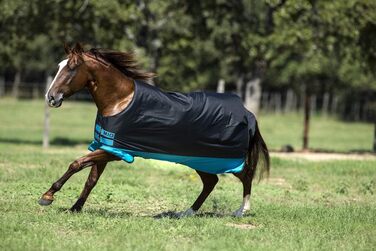 Зимова водонепроникна кінська попона Horseware Amigo Mio, середня товщина, чорна з бірюзовим, розмір 3'9