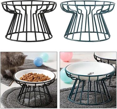 Підвищений миска для котів LOVIVER 2 шт. з кераміки, проти блювоти, захист шийного відділу хребта, неслизький, на підставці