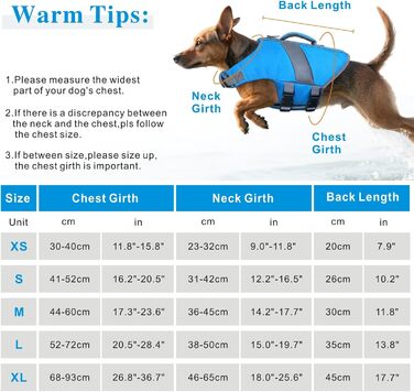 Рятувальний жилет для собак Oslueidy, висока плавучість, відбиваючий елемент, блакитний, розмір M