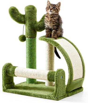 Дряпка для котів Made4Pets Кaktus, з натурального сизалю, зелена, іграшка для домашніх котів з підвісками, для кошенят та маленьких котів