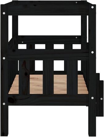 vidaXL Ліжко для собаки, чорне, 65,5x43x70 см, масив сосни, спальний місце для тварин