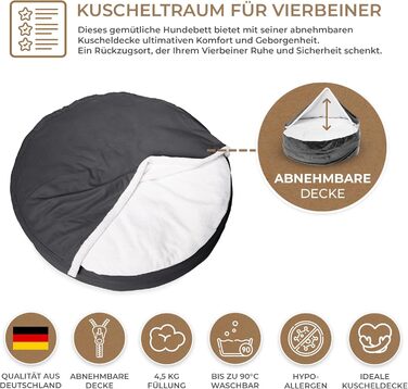 М'яке ліжко для собак Lous®, лежанка-печеринка, для великих і маленьких собак та котів, знімний коврик, бежевий колір (72 см)