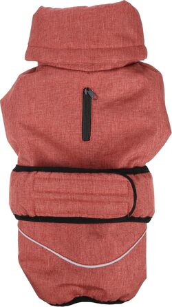 Нашийник для собак Flamingo Hundemante Winter – Igu, 50 см, теплий та модний, поліестер, водовідштовхувальний, ізотермічна внутрішня підкладка, світловідбиваючий, захист грудей та живота, отвір для повідка (Червоний, XS)