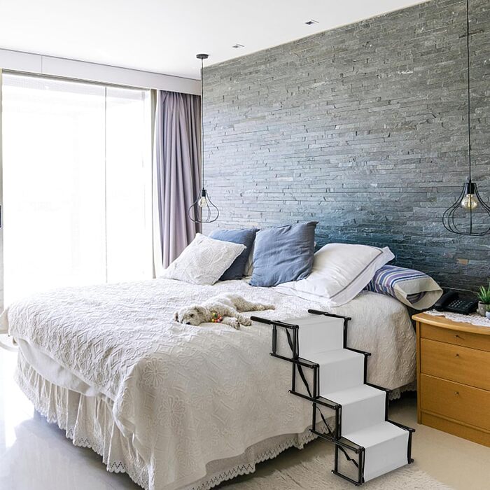 Рампа для собак у машину, складана, регульована висота, до 75 кг (чорний/світло-сірий)