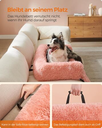 Ліжко для собак Feandrea FluffyHug, XL, 110x95x18 см, м'яка підстилка, захист дивану, рожевий колір