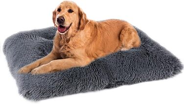 М'яке ліжко для собак, корзина з плюшу, ліжко для домашніх тварин, диван для собак, подушка для собак, неслизька підстилка для собак, м'яке та зручне, для маленьких, середніх та великих собак та котів (122x83 см, темно-сірий)