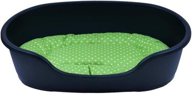 Корзина для собак Adena, 81 x 54 см, антрацит + подушка з принтами, зелена (92 x 61 x 26 см)